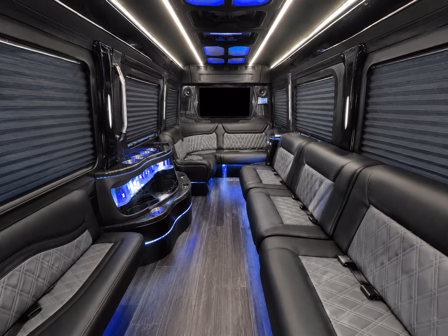 edmond 50 passenger party bus interior