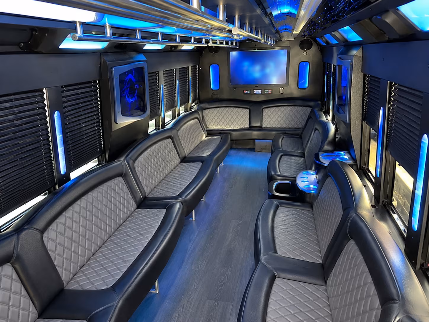 party buses that make the ride to the zoo amphitheatre part of the show
